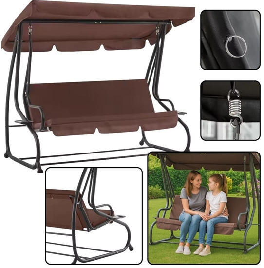 Picture of Hutawka Czteroosobowa Ogrodowa Bujana Daszek Wolnostojca Brzowa LEAN