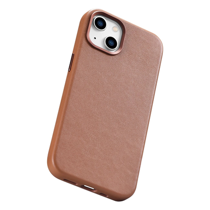 Picture of iCarer iCarer Case Leather Case Cover for iPhone 14 Brown (WMI14220705-BN) (MagSafe Compatible)