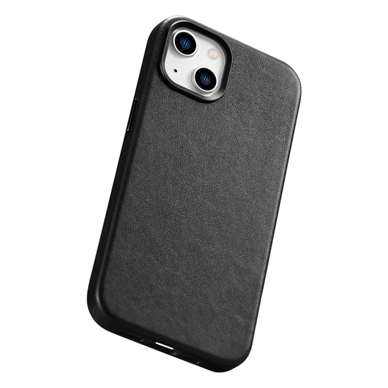 Picture of iCarer iCarer Case Leather cover for iPhone 14 Plus genuine leather case black (compatible with MagSafe)