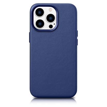 Attēls no iCarer iCarer Case Leather Cover Genuine Leather Case for iPhone 14 Pro Max blue (WMI14220708-BU) (MagSafe compatible)