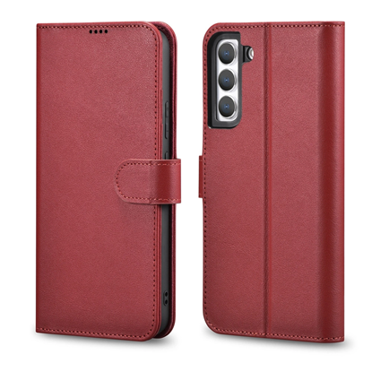 Изображение iCarer iCarer Haitang Leather Wallet Case Leather Case for Samsung Galaxy S22 + (S22 Plus) Wallet Housing Cover Red (AKSM05RD)