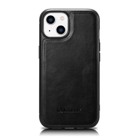 Изображение iCarer iCarer Leather Oil Wax case covered with natural leather for iPhone 14 Plus black (WMI14220719-BK)