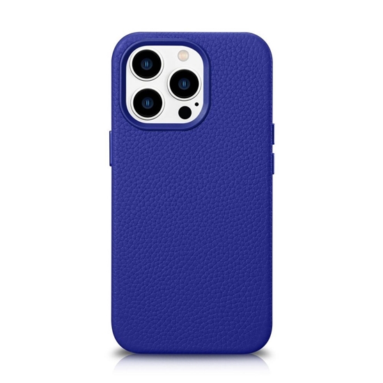 Изображение iCarer iCarer Litchi Premium Leather Case iPhone 14 Pro Magnetic Leather Case with MagSafe Dark Blue (WMI14220710-DB)