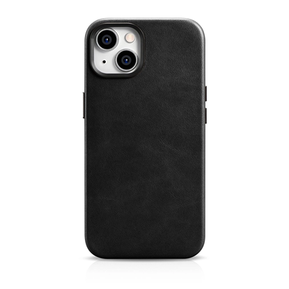 Picture of iCarer iCarer Oil Wax Premium Leather Case iPhone 14 Magnetic Leather Case with MagSafe Black (WMI14220701-BK)