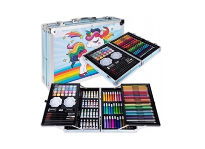 Изображение iLike Stationery Art Set for Kids 145pcs Creative Drawing Kit Blue Case Kiddyz KIDD-ART-145B-BL