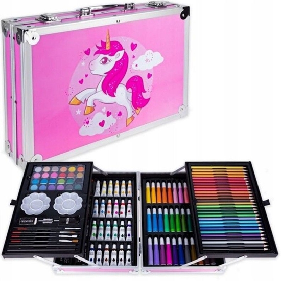 Изображение iLike Stationery Art Set for Kids 145pcs Creative Drawing Kit Pink Case