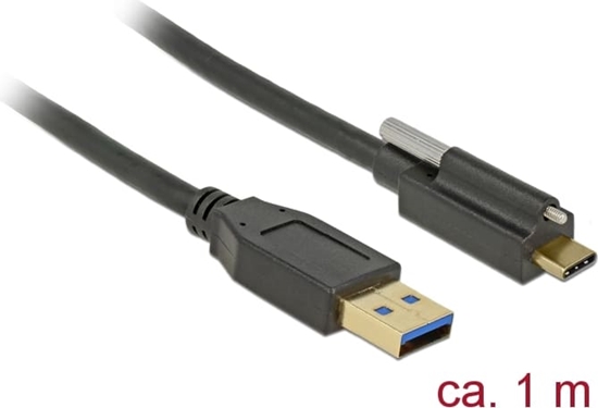 Picture of Kabelis SUPERSPEED USB 10 GBPS (USB 3.1 GEN 2) A M > USB TYPE-C™ M ar skrūvi  1m, melns, Delock