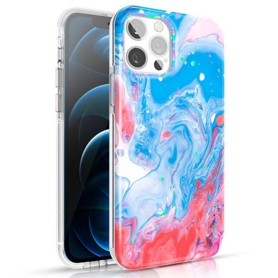 Изображение Kingxbar Kingxbar Watercolor Series color case for iPhone 12 Pro Max Blue-pink