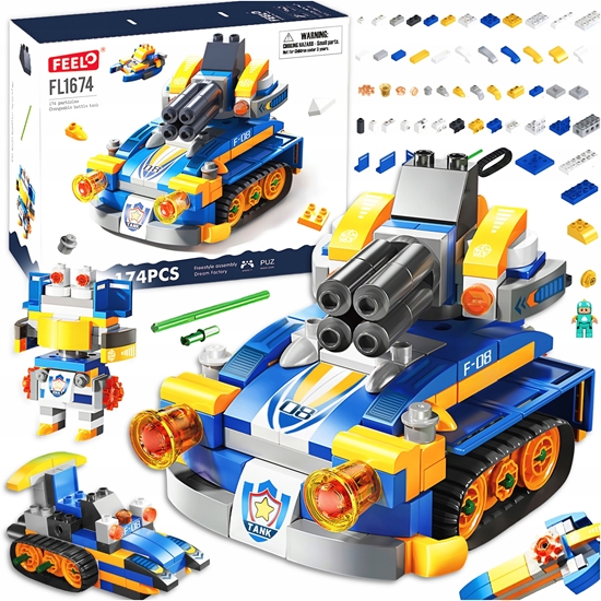 Изображение Klocki konstrukcyjne czoÅg wojskowy 174 elementy