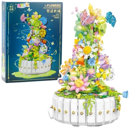 Изображение Klocki Konstrukcyjne Kompozycja Kwiatowa Z Motylami wiata LED 1399 el.