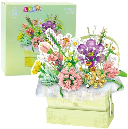 Изображение Klocki Konstrukcyjne Kompozycja W Pudeku Box Kwiatowy Zielony LED 750el. LEAN Toys