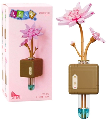 Изображение Klocki Konstrukcyjne Kwiat Lotosu Róowy W Fiolce 376 el. LEAN Toys