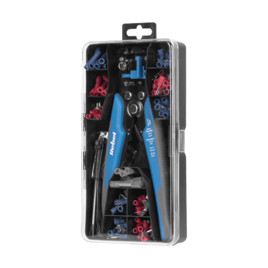 Picture of Konektoru un kabeļu uzgaļu montāžas instrumenta komplekts | Komplektā 215gab. savienotāji