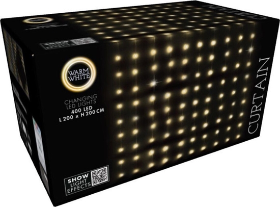 Picture of LAMPKI CHOINKOWE KURTYNA WIETLNA ZEW/WEW 400 LED WW 200X200CM Z PILOTEM CIEPY BIAY