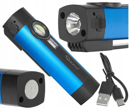 Attēls no Latarka wielofunkcyjna z magnesem + UV LED COB 5W 2000mAh 300lm IP54  kartonik wystawowy (12/96)