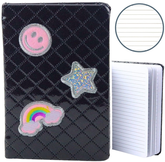 Picture of Lean Notatnik W Linie Brokatowy Naszywki Czarny B6 80 Kartek