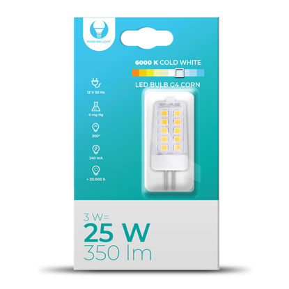 Picture of LED Bulb G4 Corn 3W 12V 6000K 350lm Forever Light