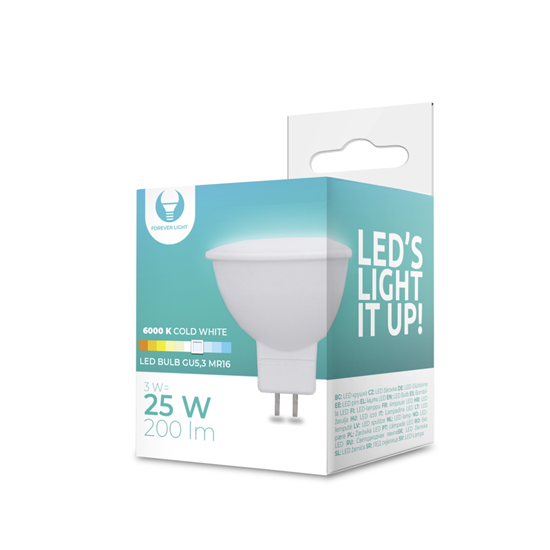 Picture of LED Bulb GU5,3 MR16 3W 12V 6000K 240lm Forever Lig