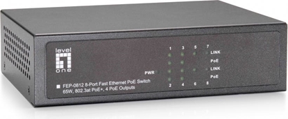 Picture of Level One LevelOne FEP-0812 tīkla pārslēgs Fast Ethernet (10/100) Power over Ethernet (PoE) Melns