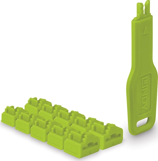 Изображение Lindy RJ45 Port Locks Green, 10x + 1 Key