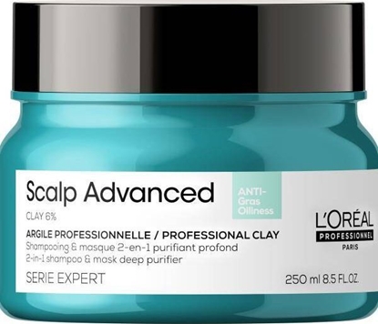 Изображение LOreal Paris L'OREAL PROFESSIONNEL_Serie Expert Scalp Advanced Professional Clay 2in1 Shampoo & Mask Deep Purifier oczyszczajca maska do wosów z glink do przetuszczajcej si skóry gowy 250ml
