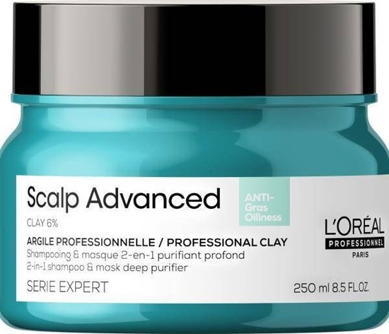 Изображение LOreal Paris L'OREAL PROFESSIONNEL_Serie Expert Scalp Advanced Professional Clay 2in1 Shampoo & Mask Deep Purifier oczyszczajca maska do wosów z glink do przetuszczajcej si skóry gowy 250ml