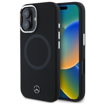 Attēls no Mercedes-Benz Mercedes MEHMP16S23SUTTK iPhone 16 6.1" black/black hardcase Silicone Tonal Logo MagSafe