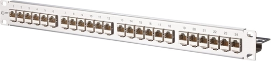 Picture of Metz Connect E-DAT modul 24x8(8) 1RU patch panel Cat.6A, Stainless steel