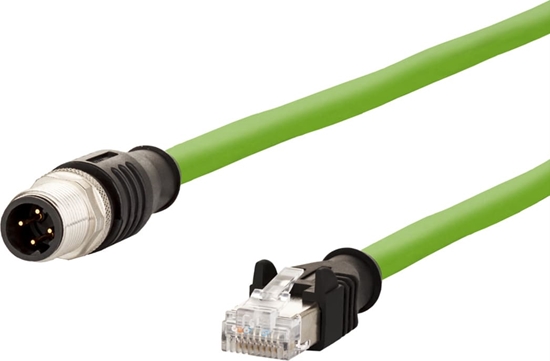 Изображение Metz Connect Verbindungsleitung M12 ST-RJ45 ST, 4-pol D-kodiert, gerade-gerade, Schleppkette, Torsion, 1 m