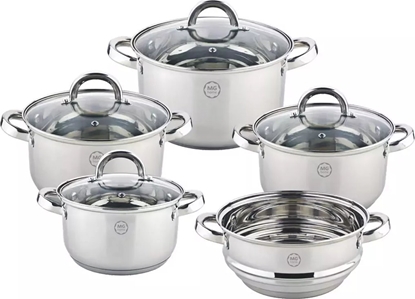 Attēls no MG Home Garnki stalowe MG Home Verso zestaw 4 garnków i parowar na indukcj