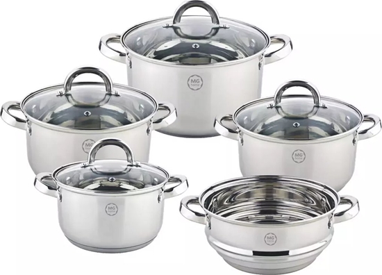 Изображение MG Home Garnki stalowe MG Home Verso zestaw 4 garnków i parowar na indukcj