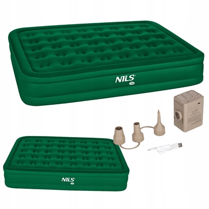 Изображение NC2808 MATERAC DWUOSOBOWY KING SIZE ZIELONY + POMPKA ELEKTRYCZNA NILS CAMP
