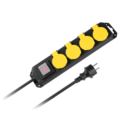 Attēls no Pagarinātājs IP44 1m5m ar slēdzi 4 rozetes | 16A | 3680W | Kabelis 3x1,5mm