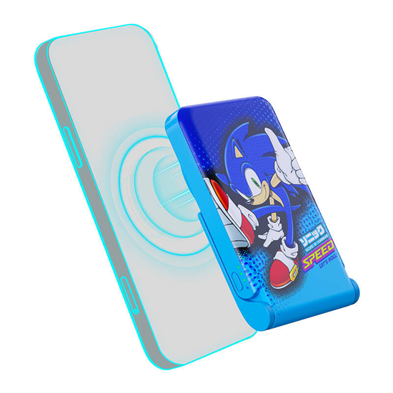 Изображение Powerbank OTL Powerbank magnetyczny OTL 5000 mAh, USB-C 15W, Sonic The Hedgehog ze stojakiem (niebieski)