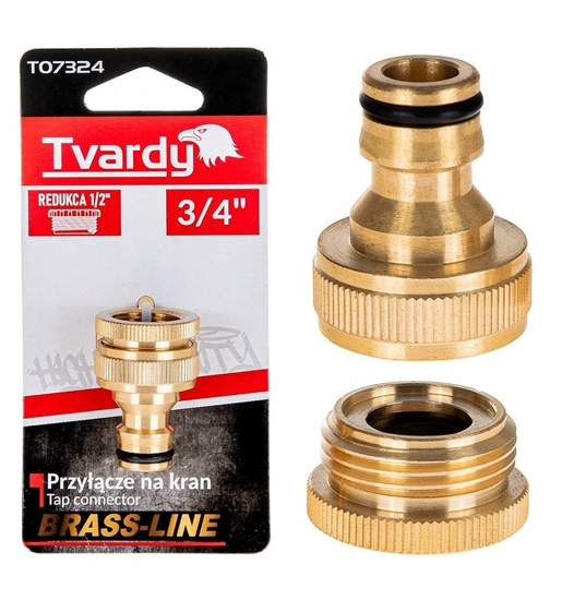 Picture of Przycze na kran 3/4" z redukcj 1/2" BRASS-LINE (10/80)