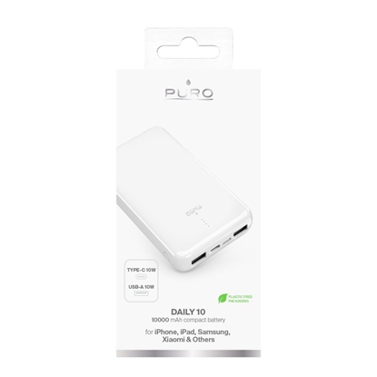 Picture of Puro Elektrik Powerbank Puro White 10000mAh 12W 2xUSB-A + USB-C - white