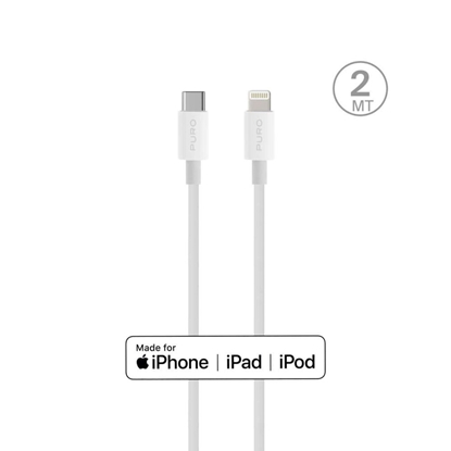 Attēls no Puro Elektrik Puro Plain Cable for Apple with MFI USB-C - Lightning 2.0 2.4A 2m - White
