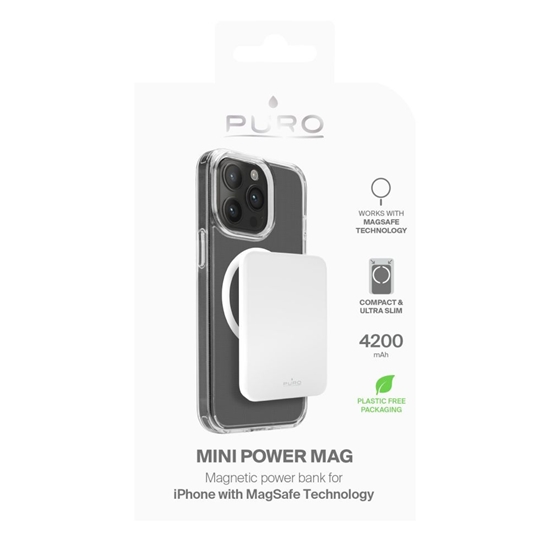 Изображение Puro Elektrik Puro Slim Power Mag 4200mAh Power Bank with MagSafe USB-C - White