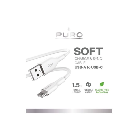 Изображение Puro Elektrik Puro Soft USB-A - USB-C Cable 1.5m - White