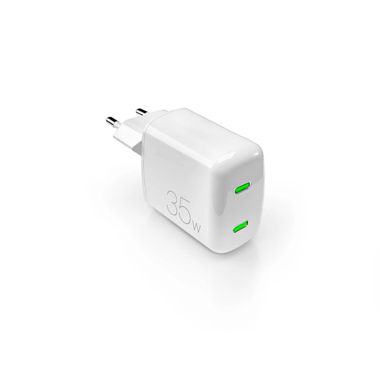 Picture of Puro MiniPro 35W GaN 2xUSB-C Wall Charger - White