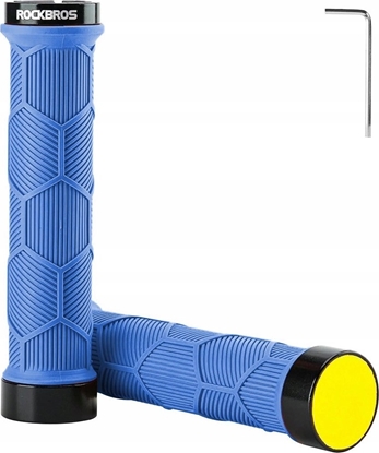 Attēls no RockBros Gripy rczki chwyty rowerowe TPR z odblaskiem - niebieskie ROCKBROS
