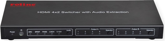 Picture of Roline 4K HDMI Matrix Switch, 4 x 2, with Remote Control