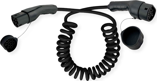 Picture of Roline EV Charging Cable Assembly Type2, 3-Phase, 480VAC (3P+N+E), 16 A, 11 kW, spiral, 3 m