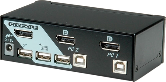 Picture of Roline KVM Switch, 1 User - 2 PCs, DisplayPort, with USB Hub