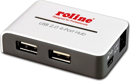 Picture of Roline USB 2.0 Hub "Black and White", 4 Ports, with Power Supply