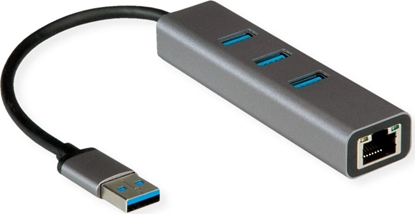 Attēls no Roline USB 3.2 Gen 1 to Gigabit Ethernet Converter + Hub 3x