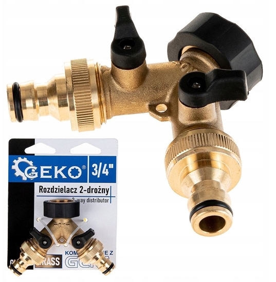 Picture of Rozdzielacz 2-drony na kran GW3/4" x 2 GZ3/4" z zaworami i szybkozczami (10/60)