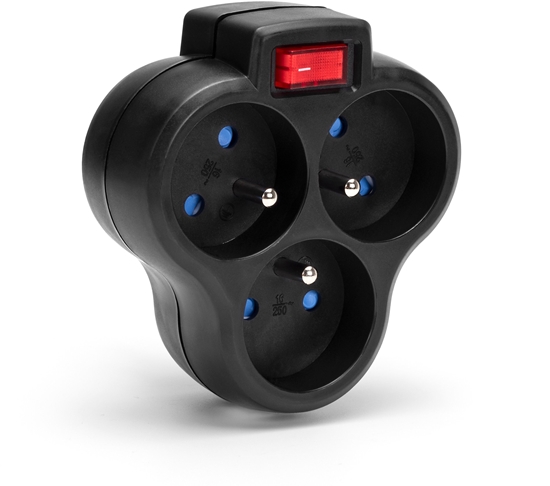 Picture of Rozganik sieciowy MONTIS MT150-BK potrójny z wycznikiem czarny