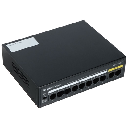 Изображение Ruijie Komutators Ruijie RG-ES110F-P 8-Port 10/100Mbps PoE+ 110W 2-Port 10/100Mbps Unmanaged
