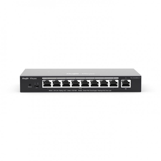 Изображение Ruijie Networks RG-ES209GC-P tīkla pārslēgs Vadīts Gigabit Ethernet (10/100/1000) Power over Ethernet (PoE) Black